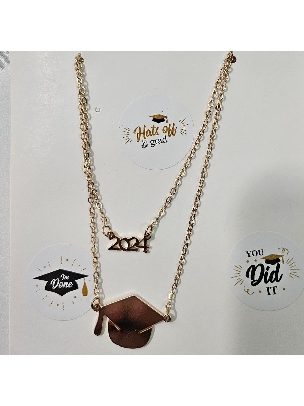 Graduation 2024 Necklace Stickers Organza Bag Bundle - Picture 9 of 17
